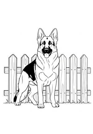 Duitse herder als waakhond kleurplaat om te printen en kleuren