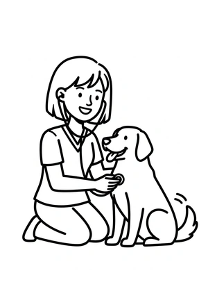 Hond bij de dierenarts kleurplaat om te printen en kleuren