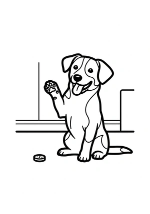 Hond die trucjes doet kleurplaat om te printen en kleuren