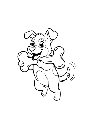 Hond met een grote kluif kleurplaat om te printen en kleuren