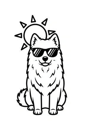 Hond met zonnebril kleurplaat om te printen en kleuren