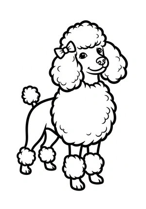 Poedel met krullen kleurplaat om te printen en kleuren