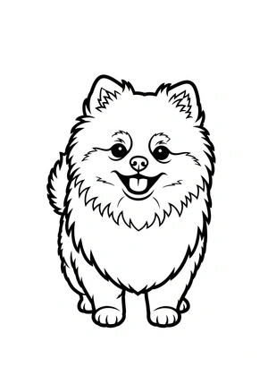 Pomeranian (dwergkees) als pluizenbol kleurplaat om te printen en kleuren