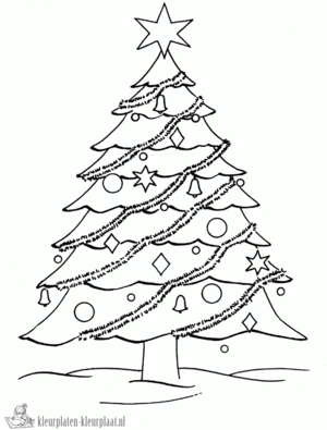 Kerstboom 2 kleurplaat om te printen en kleuren