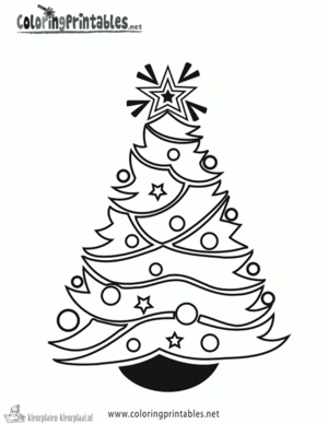 Kerstboom 24 kleurplaat om te printen en kleuren