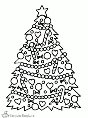 Kerstboom 3 kleurplaat om te printen en kleuren
