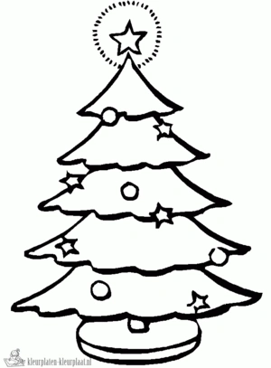 Kerstboom 5 kleurplaat om te printen en kleuren