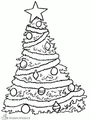 Kerstboom 6 kleurplaat om te printen en kleuren
