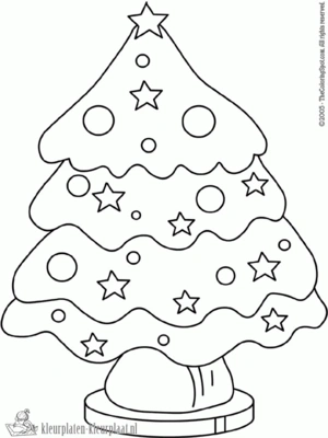 Kerstboom 7 kleurplaat om te printen en kleuren