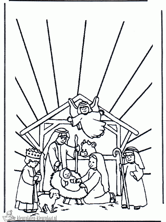 Kerststal 1 kleurplaat