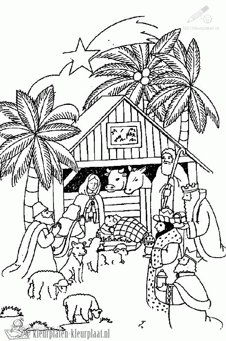 Kerststal 2 kleurplaat