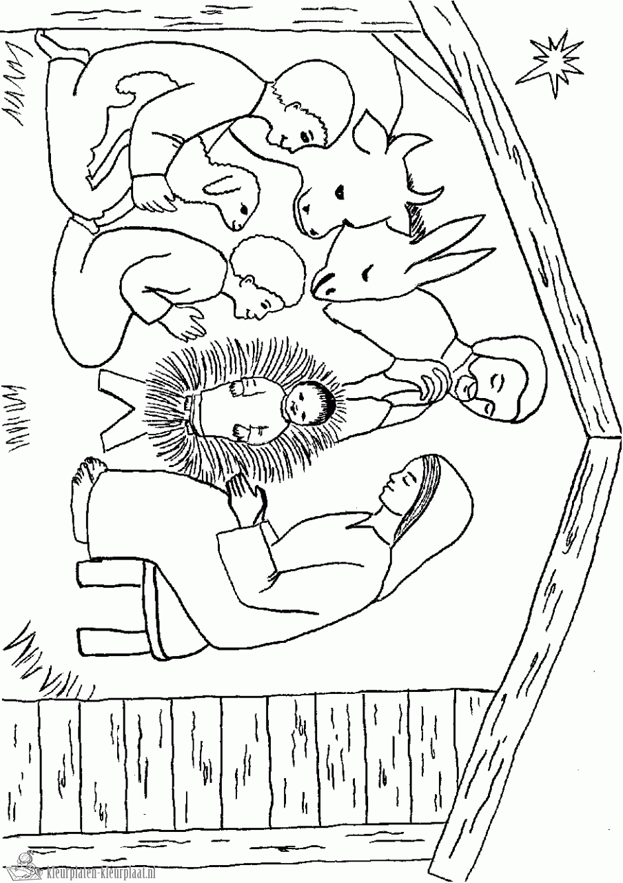 Kerststal 3 kleurplaat
