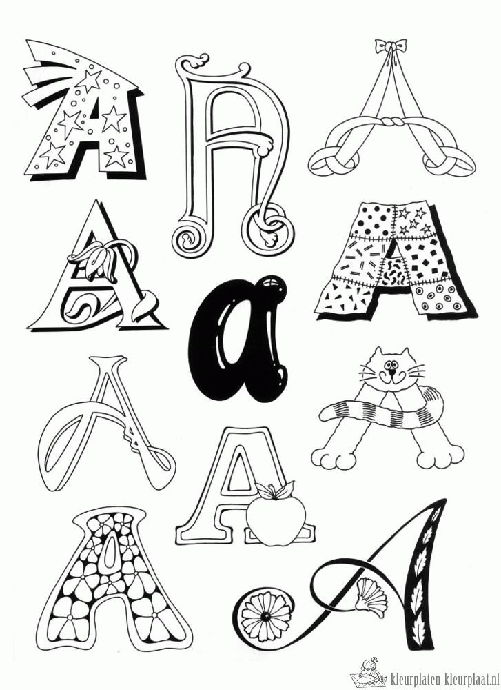 Letters 20 kleurplaat