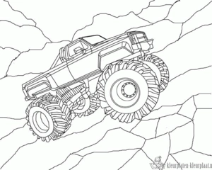 Monstertruck 1 kleurplaat om te printen en kleuren