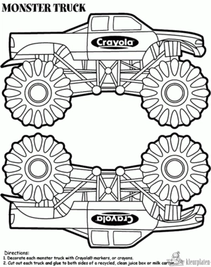 Monstertruck 12 kleurplaat om te printen en kleuren