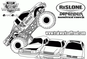 Monstertruck 2 kleurplaat om te printen en kleuren