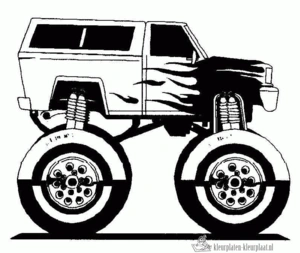 Monstertruck 3 kleurplaat om te printen en kleuren
