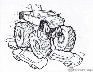Monstertruck 5 kleurplaat om te printen en kleuren