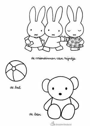 De vriendinnen van Nijntje kleurplaat om te printen en kleuren