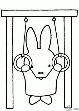 Nijntje doet aan gymnastiek kleurplaat om te printen en kleuren