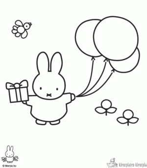 Nijntje met ballonnen kleurplaat om te printen en kleuren