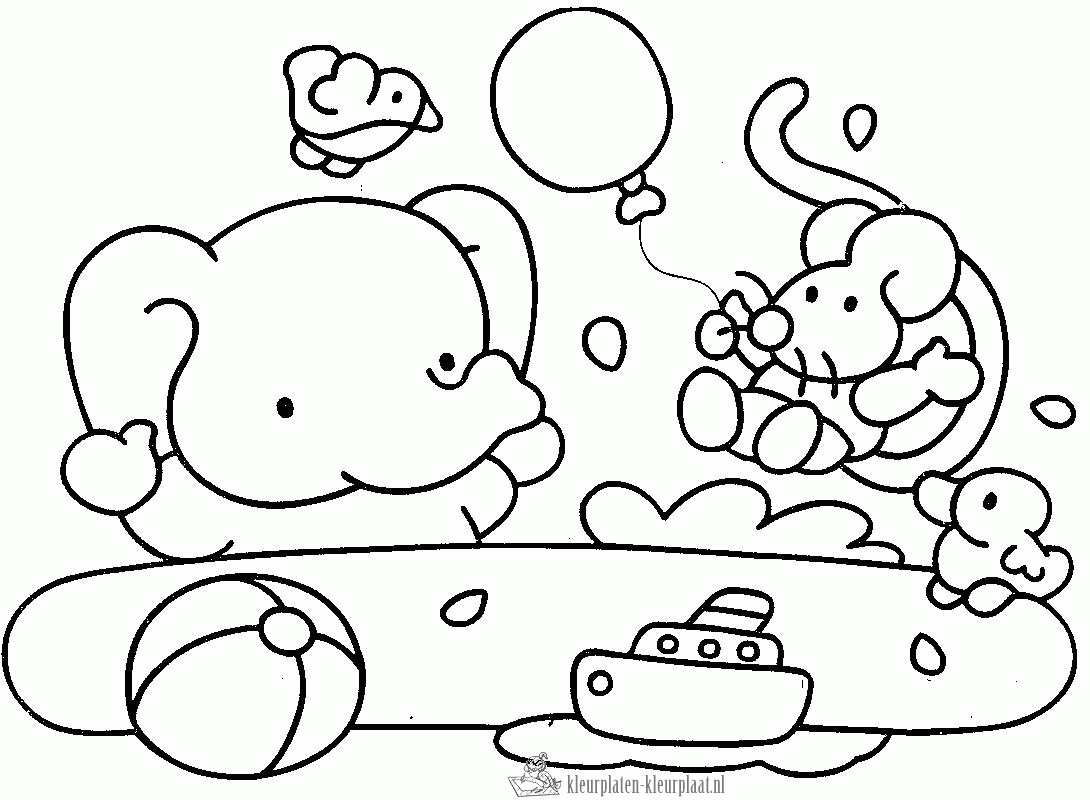 Nijntje met olifant en muis kleurplaat