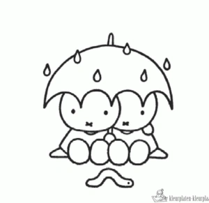 Nijntje onder de paraplu kleurplaat om te printen en kleuren