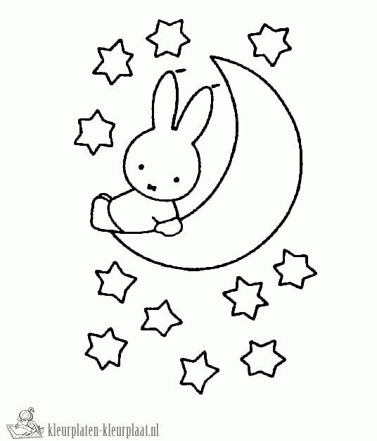 Nijntje op de maan kleurplaat