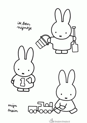 Nijntje op het strand kleurplaat om te printen en kleuren