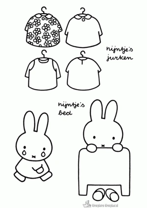 Nijntjes jurken kleurplaat om te printen en kleuren