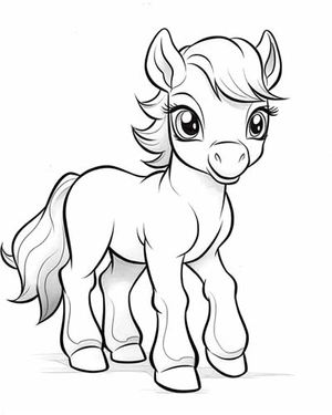 Klein paardje kleurplaat om te printen en kleuren