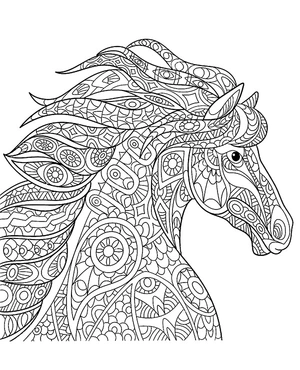 Mandala paardenhoofd kleurplaat om te printen en kleuren