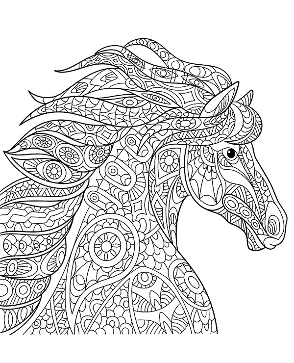 Mandala paardenhoofd kleurplaat