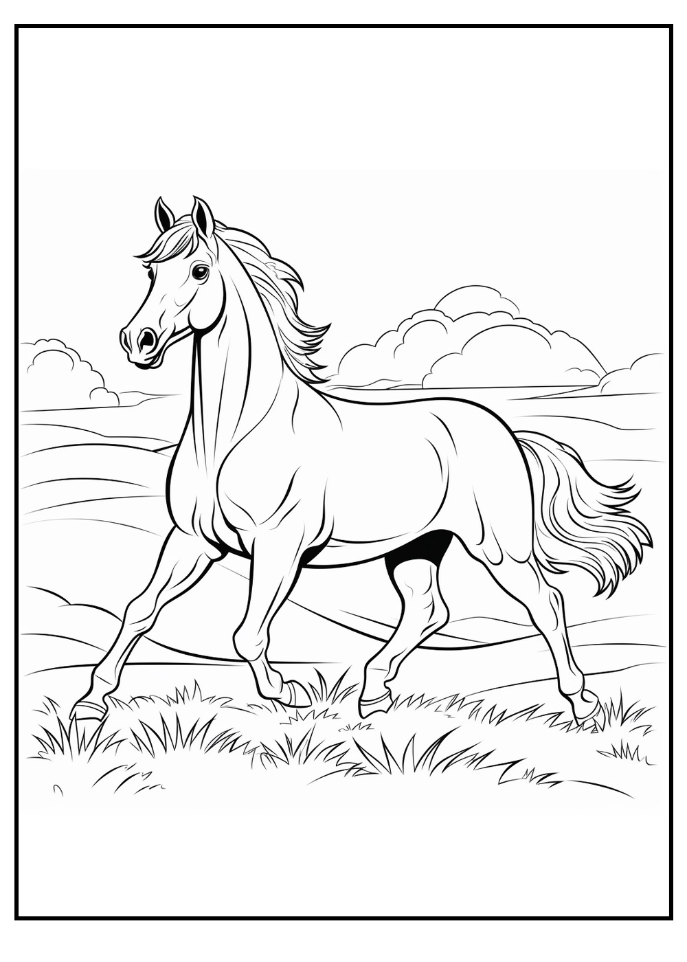 Paard in draft kleurplaat