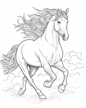Paard in gallop kleurplaat om te printen en kleuren