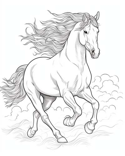 Paard in gallop kleurplaat