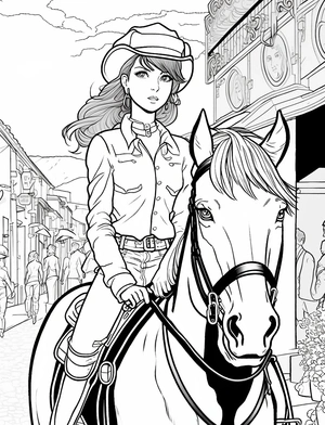 Paard met mooi meisje kleurplaat om te printen en kleuren