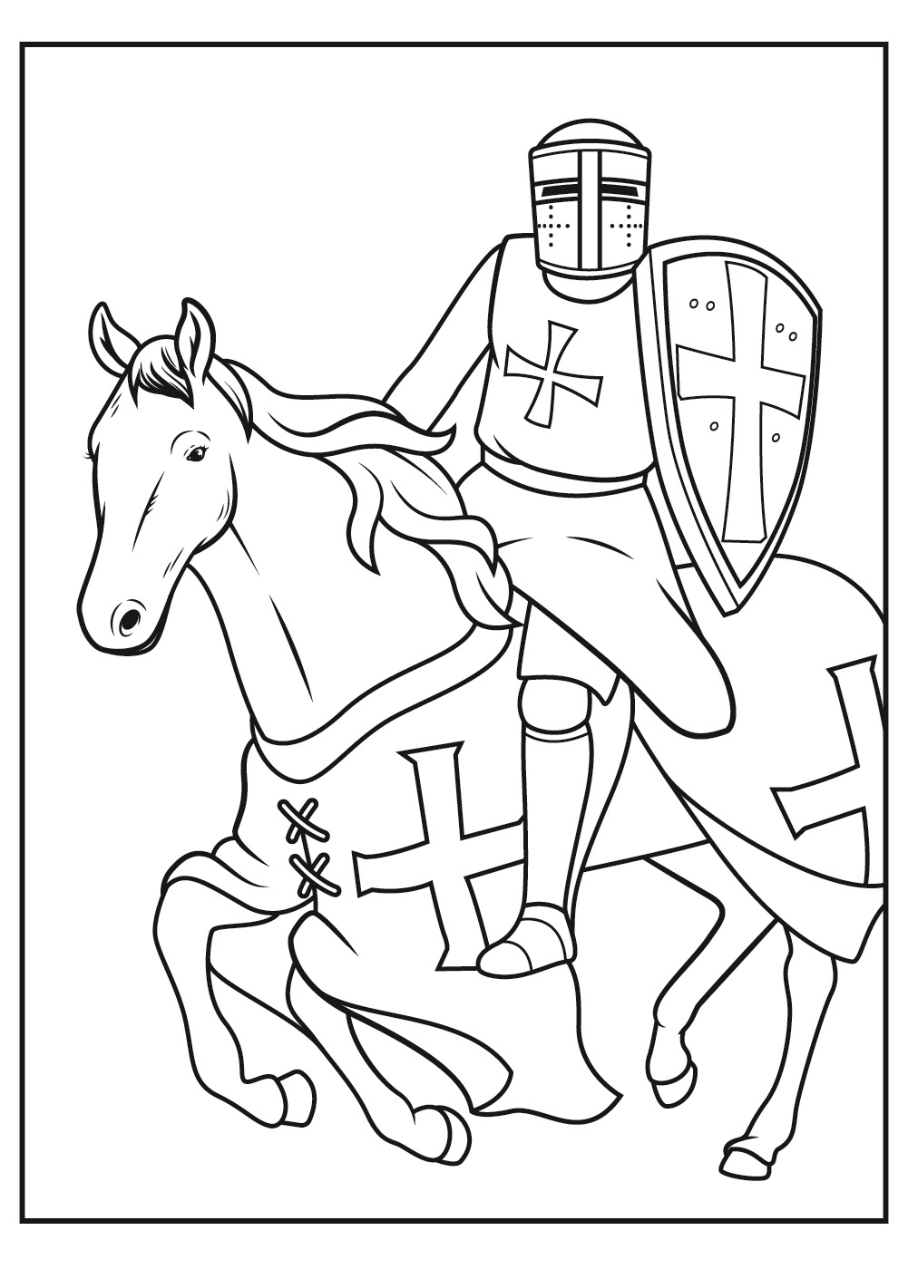 Ridder op paard kleurplaat