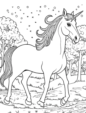 Unicorn paard kleurplaat om te printen en kleuren