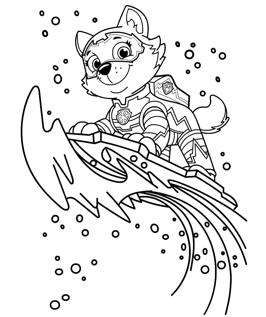 Everest gaat surfen kleurplaat