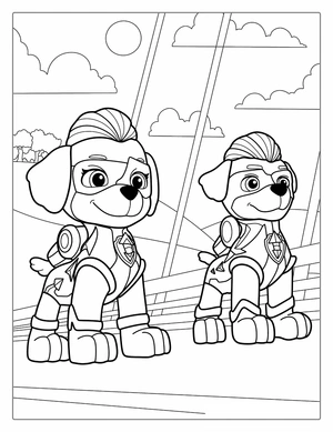 Mighty pups kleurplaat om te printen en kleuren