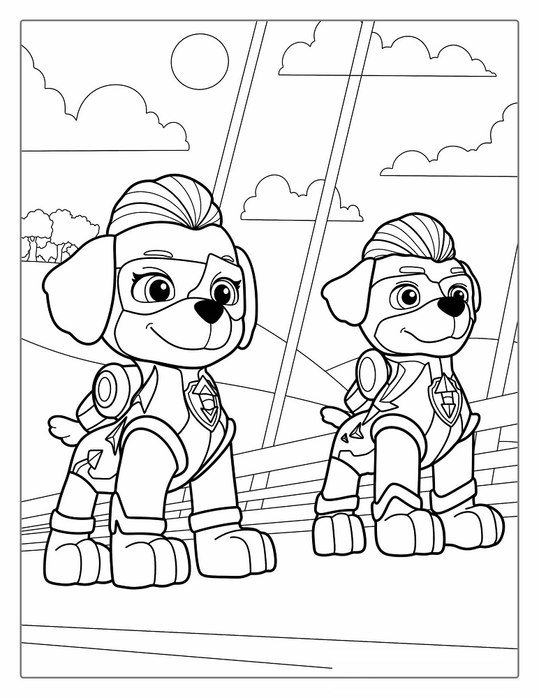 Mighty pups kleurplaat