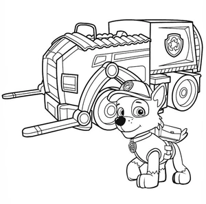 Rocky en zijn auto kleurplaat om te printen en kleuren