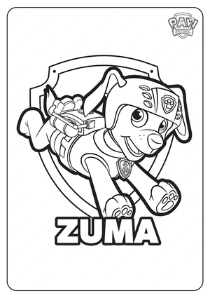 Schattige zuma kleurplaat om te printen en kleuren