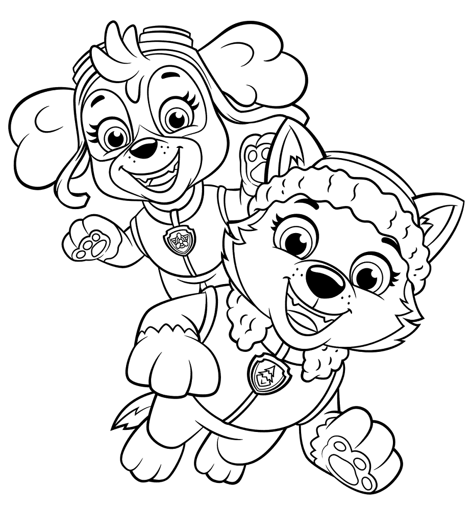 Skye en everest kleurplaat