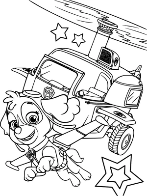 Skye en haar helicopter 3 kleurplaat om te printen en kleuren