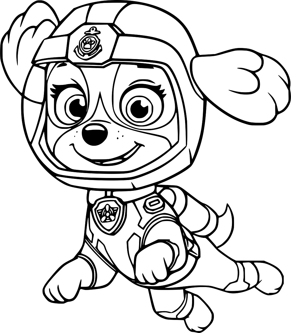 Skye zwemt onder water kleurplaat