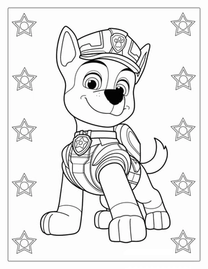 Stoere politiehond chase kleurplaat om te printen en kleuren