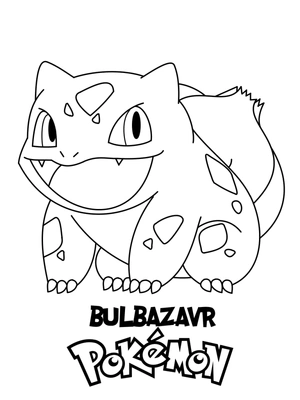 Blije Bulbasaur kleurplaat om te printen en kleuren