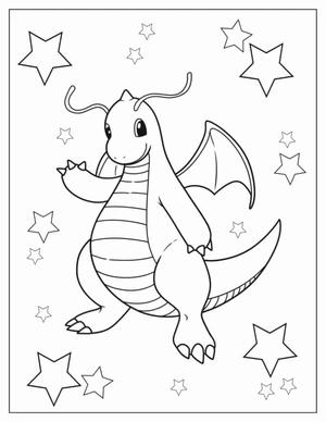 Dragonite kleurplaat om te printen en kleuren